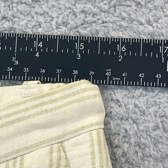 Lafayette 148 Womens Pants 100% Linen Cropped Lined Cuffed Cream Tan Striped 4 - Picture 6 of 11